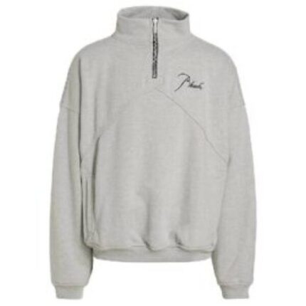 Rhude Half-Zip Logo Sweatshirt Jacket Heather Grey